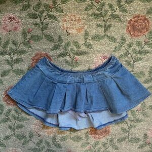 Daisy Blue Denim Y2K micro mini pleated skort ๐๐ฆ๐ซ